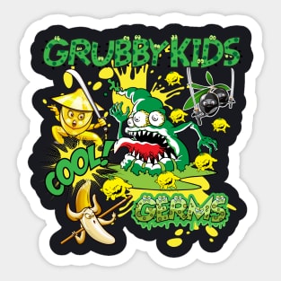 Grubby Kids Funny Comedy Design Fighting Germs Ninja Cool Kids T-Shirt Sticker